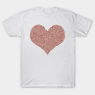 Turing Pattern Sunburst Love Heart (Red) T-Shirt